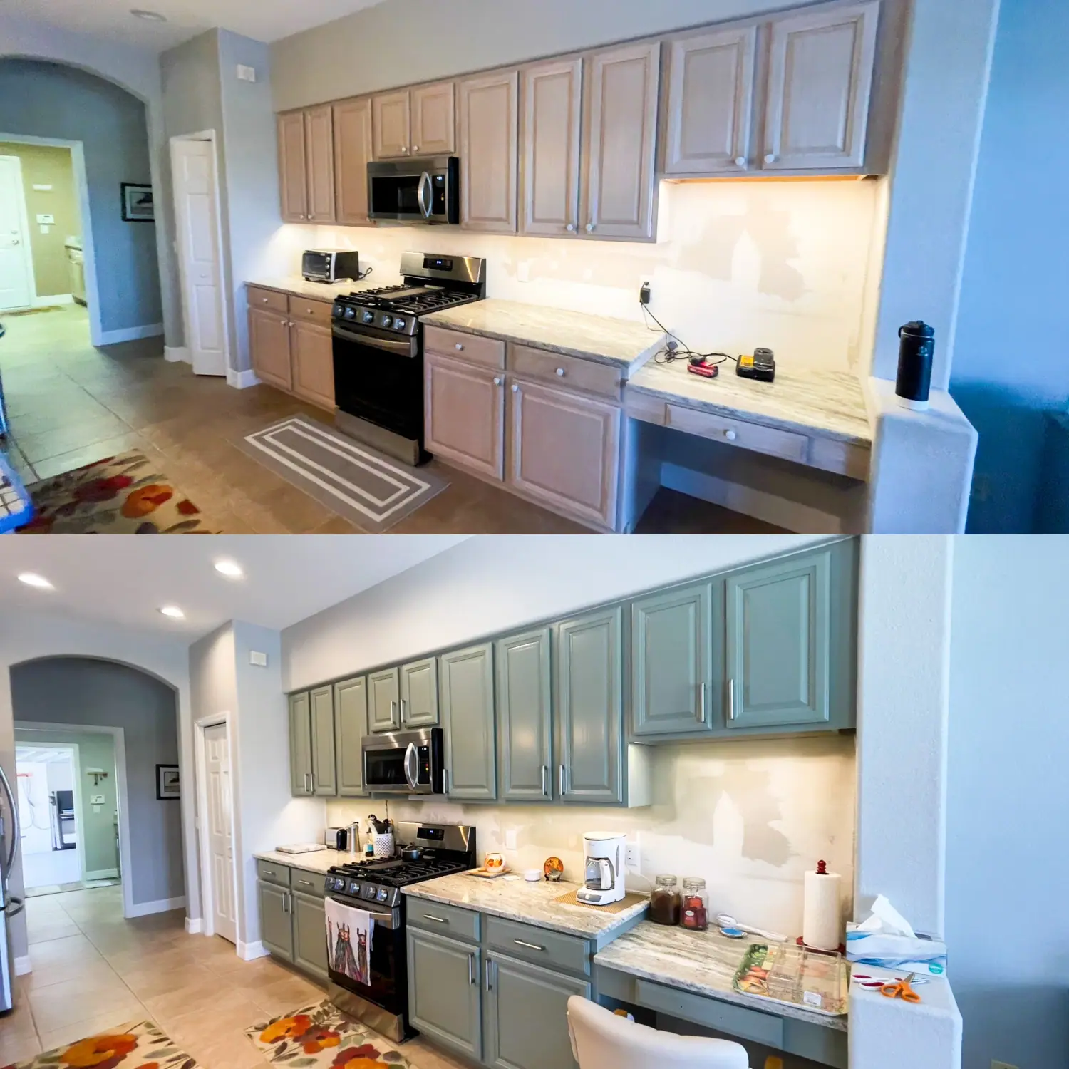 Sarasota cabinet painting before and after showing premium refinishing results