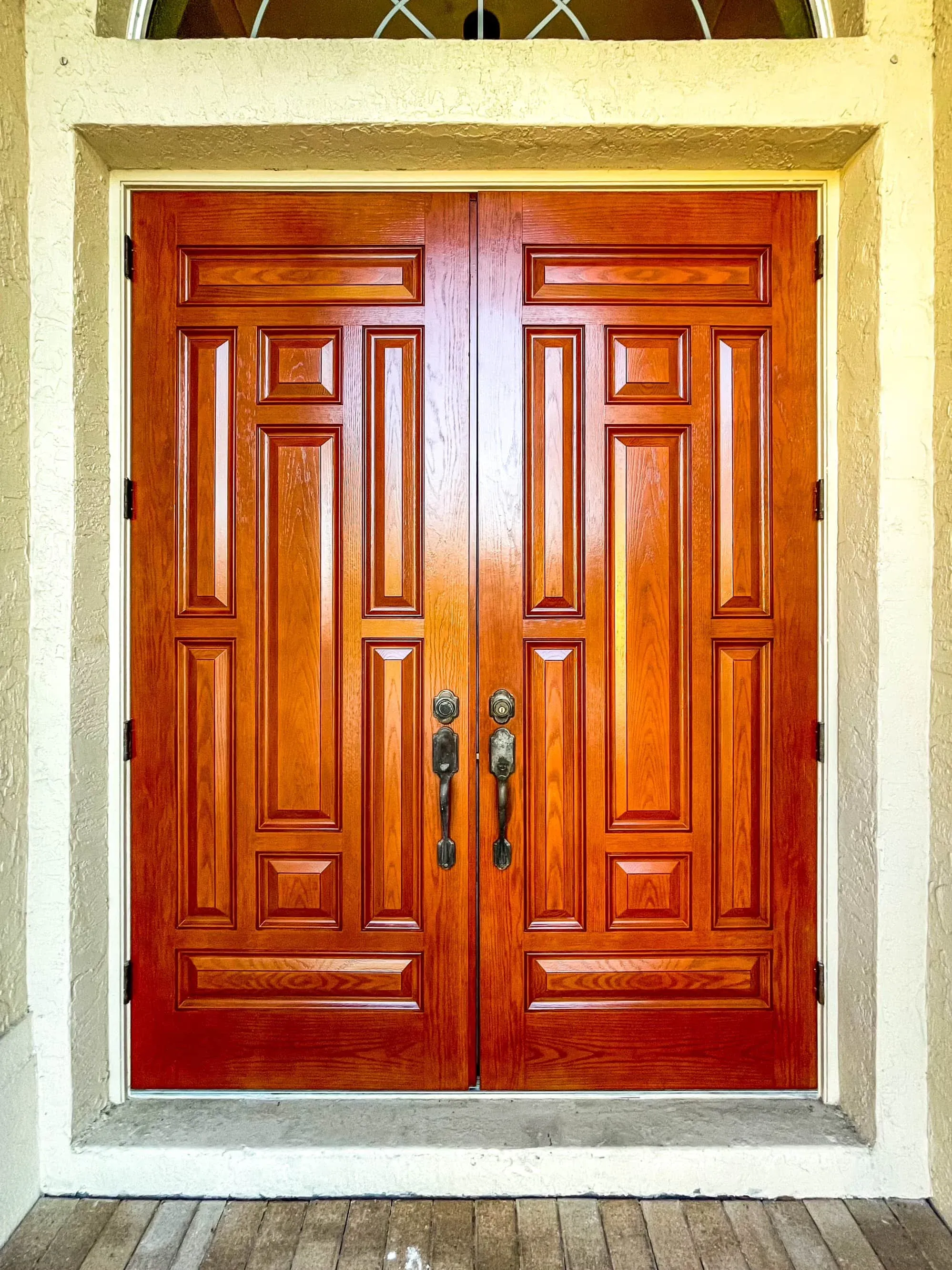 Entry door repaint with cedar stain