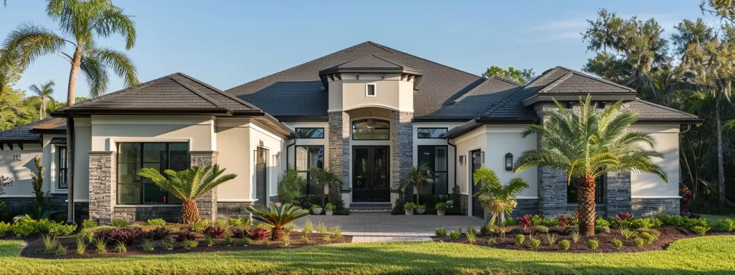 Freshly painted vinyl siding exterior in Sarasota neighborhood
