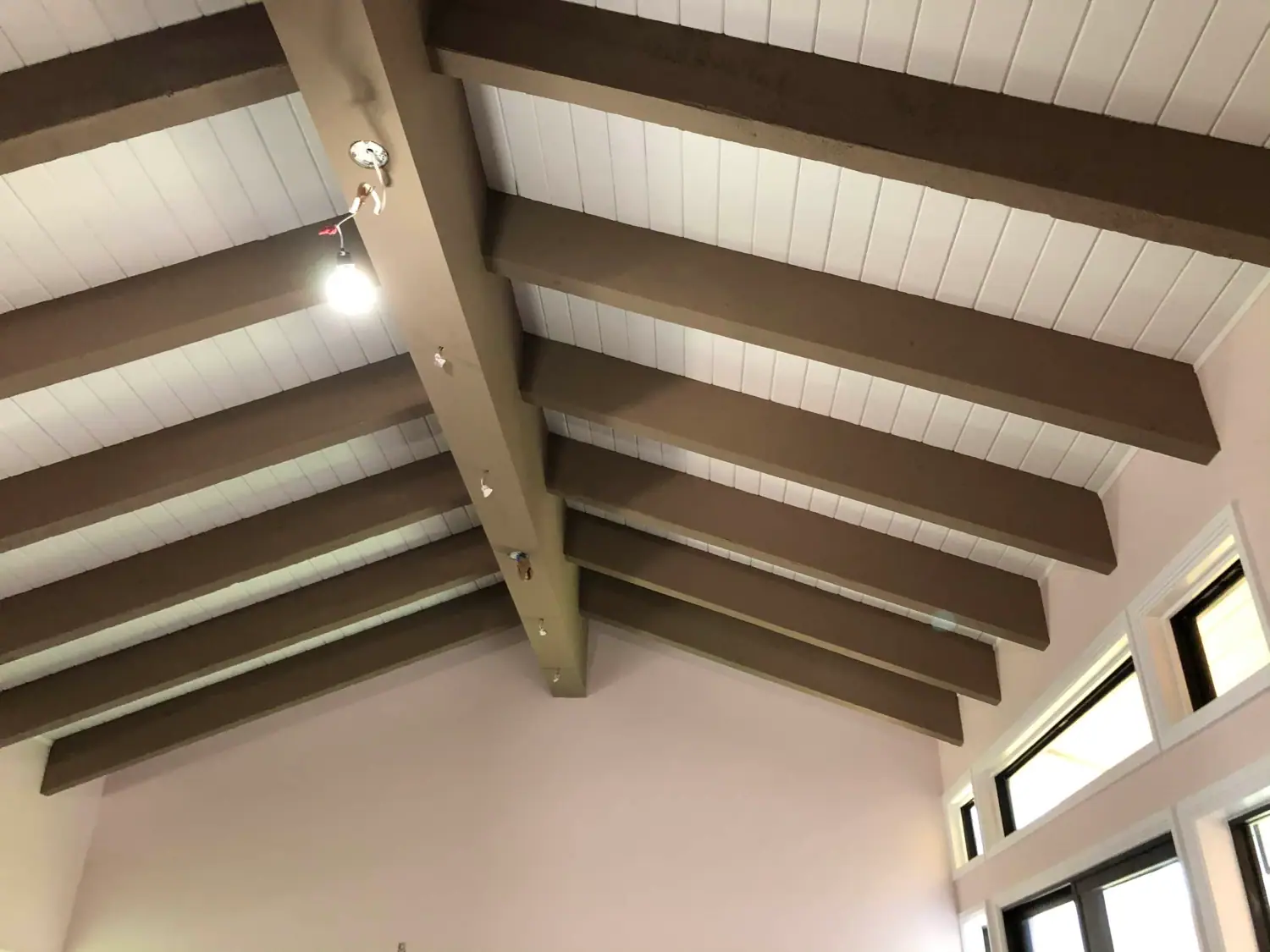 Painted ceiling beams refreshed by Sarasota interior painting team