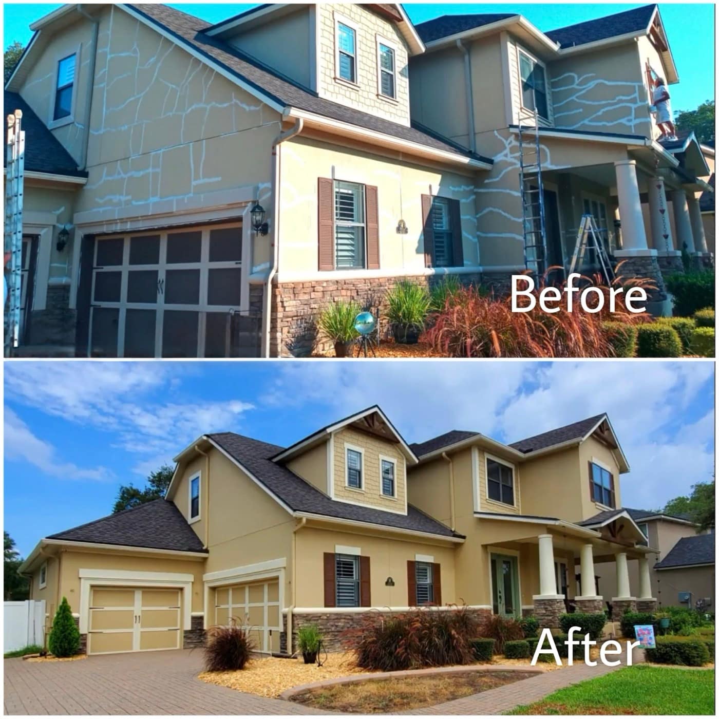 Sarasota stucco exterior repainted with coastal-rated coatings