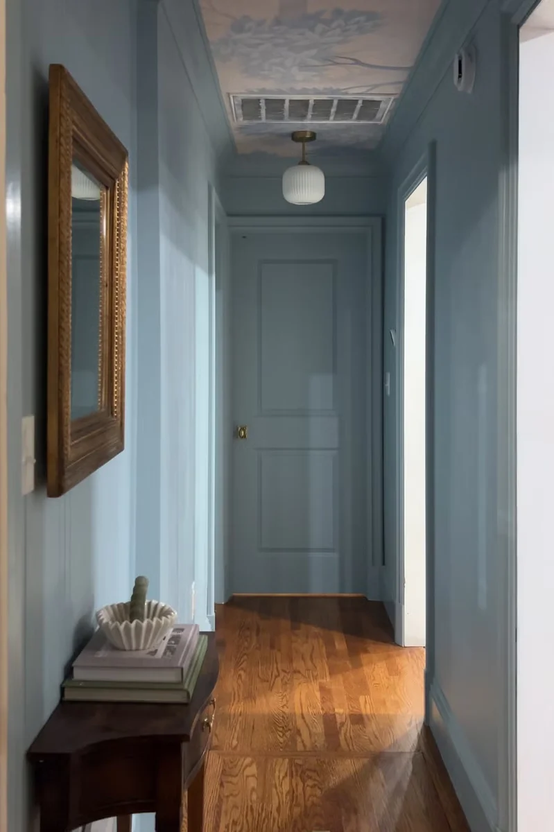 Color drenched room showing scope of trim and door painting
