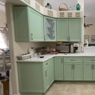 Cabinet painting in Sarasota - Green painted cabinets