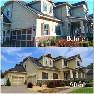 Exterior painting Sarasota - Neutral stucco home and refreshed trim