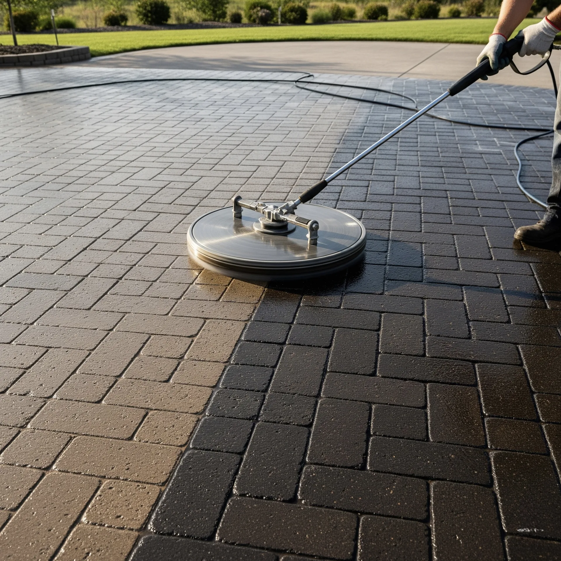 Sarasota paver sealing project with restored color